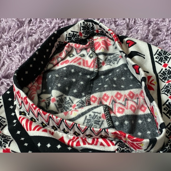 Festive Winter Deer Patterned Fleece Lined Leggings girls 8-10 - Picture 4 of 12